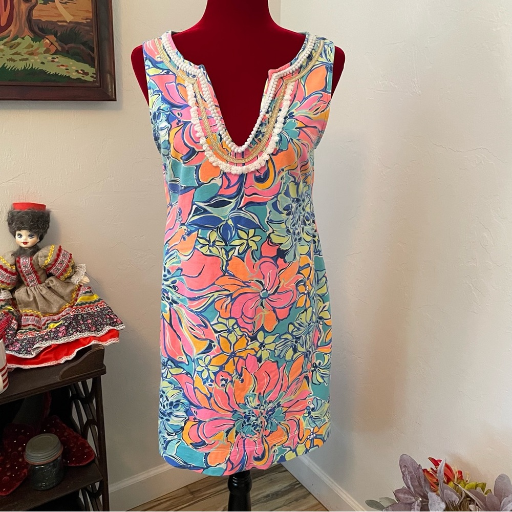 Lily Pulitzer Dress Beautiful Signature Pink & Blue Size Medium